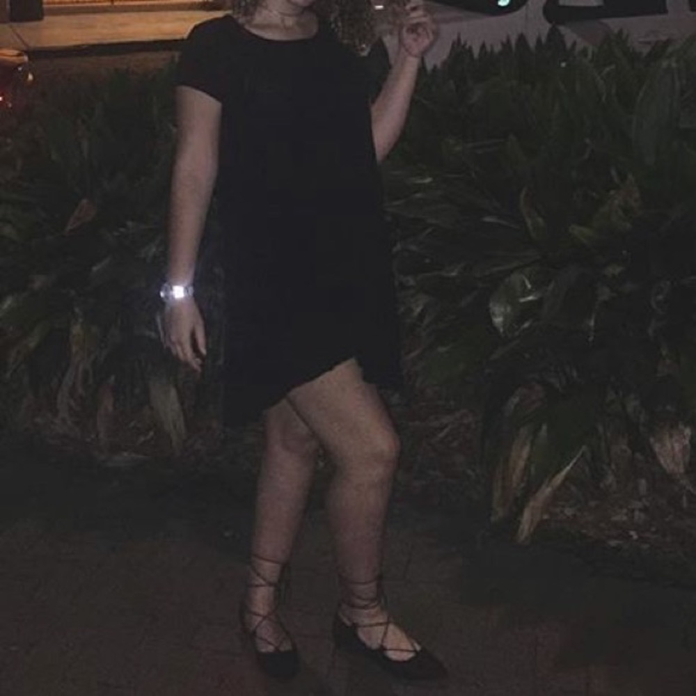 Black strap up flats